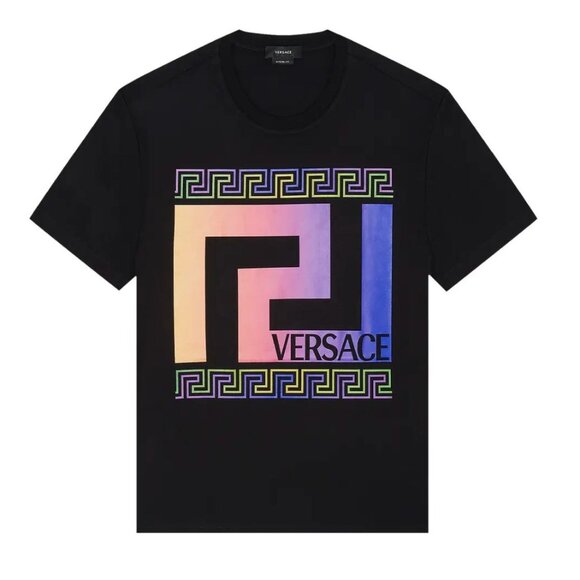 NWT Versace Greca T-Shirt Black Graphic Tee Size S - Picture 1 of 10
